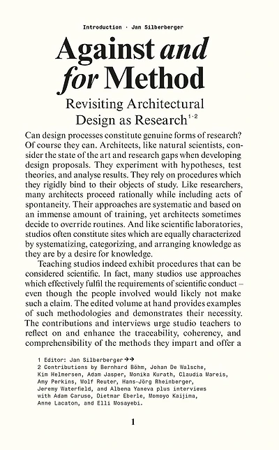 Against and for Method: Revisiting Architectural Design as Research