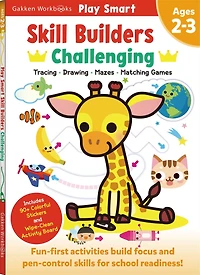 Play Smart Skill Builders: Challenging - Age 2-3: Pre-K Activity Workbook : Learn essential first skills: Tracing, Maze, Shapes, Numbers, Letters: 90+ Stickers: Wipe-Clean Activity-Board