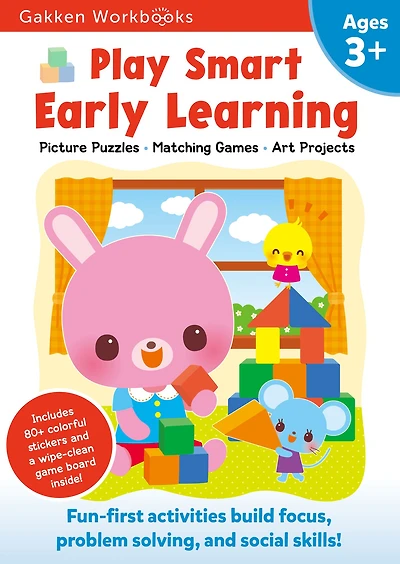 Play Smart Early Learning Age 3+: Preschool Activity Workbook with Stickers for Toddlers Ages 3, 4, 5: Learn Essential First Skills: Tracing, Coloring, Shapes (Full Color Pages)