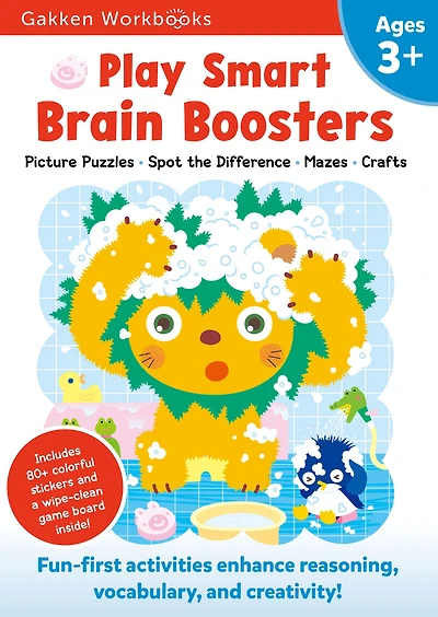 Play Smart Brain Boosters Age 3+: Preschool Activity Workbook with Stickers for Toddlers Ages 3, 4, 5: Boost Independent Thinking Skills: Tracing, Coloring, Matching Games(Full Color Pages)