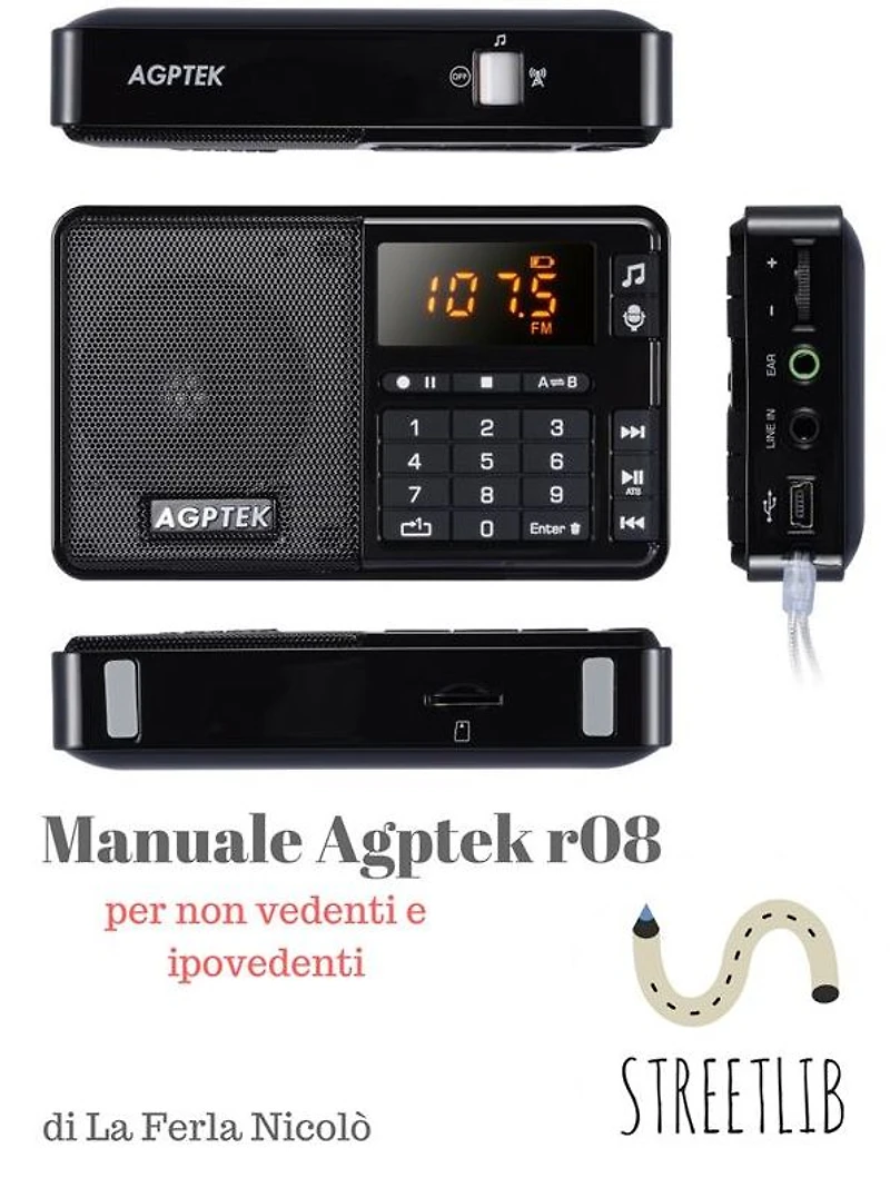 manuale lettore mp3 AGPtek r08 (per non vedenti e ipovedenti)