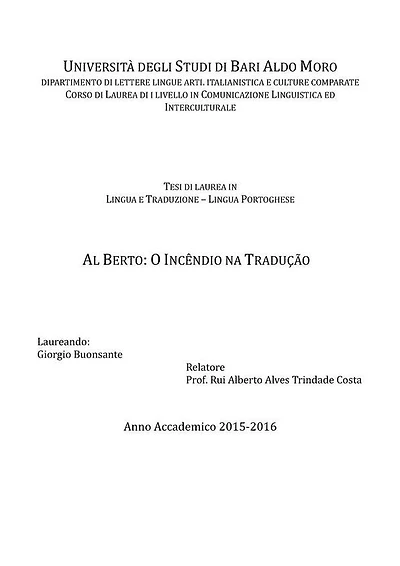 Al Berto: o Incêndio na Tradução