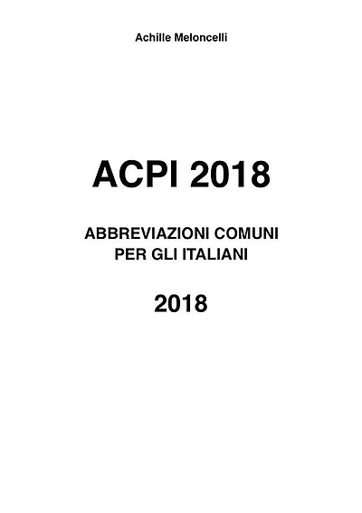 ACPI 2018 Abbreviazioni comuni per gli Italiani 2018