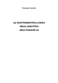 La Glottodidattica Ludica Nella Didattica Dell'italiano L2