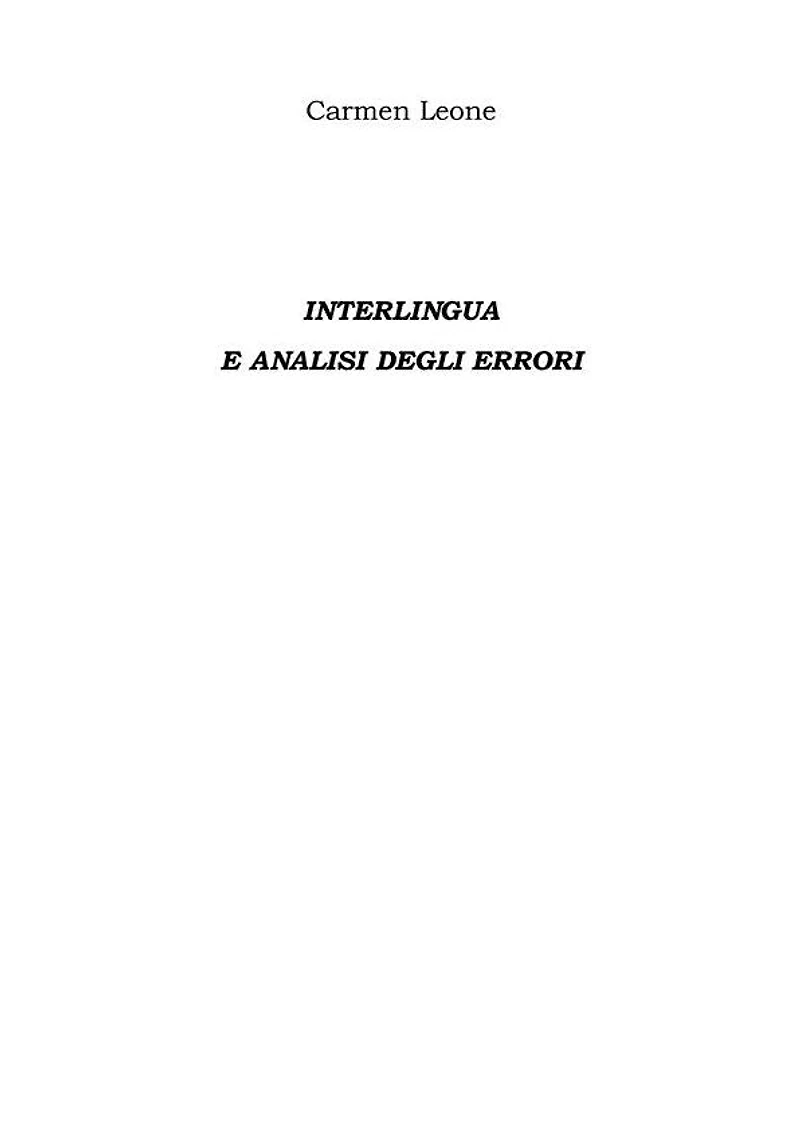 Interlingua E analisi degli errori