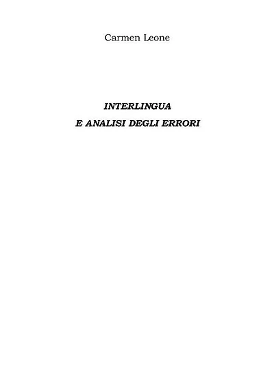 Interlingua E analisi degli errori
