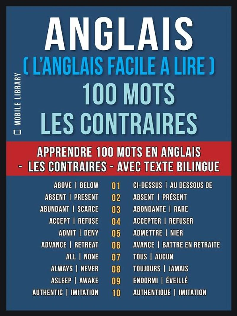 Anglais ( L'Anglais Facile a Lire ) 100 Mots - Les Contraires: Apprendre 100 nouveaux mots en Anglais - Les Contraires - avec Texte Bilingue