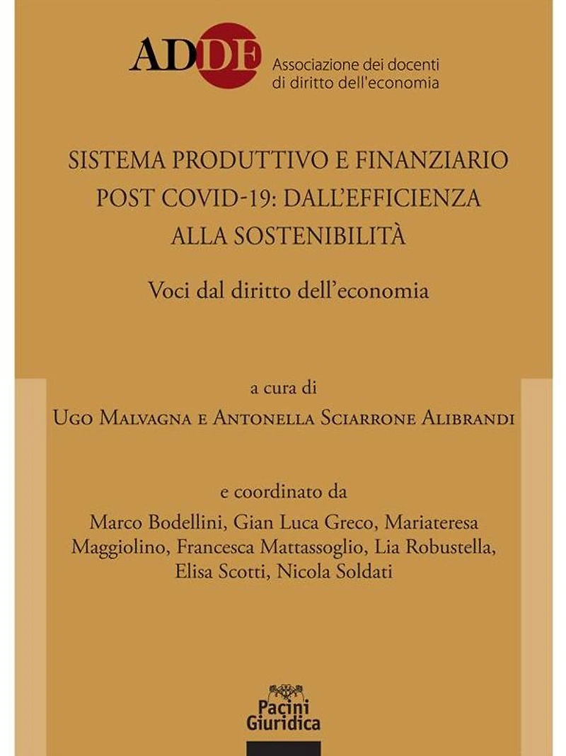 Sistema produttivo e finanziario post covid-19: dall'efficienza alla sostenibilità: Voci dal diritto dell'economia