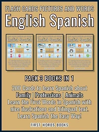 Pack Books in 1 - Flash Cards Pictures and Words English Spanish: Cards