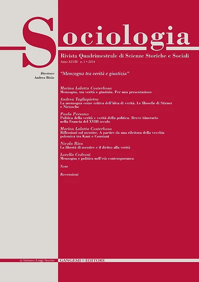 Sociologia n. 1/2014: Rivista quadrimestrale di Scienze Storiche e Sociali