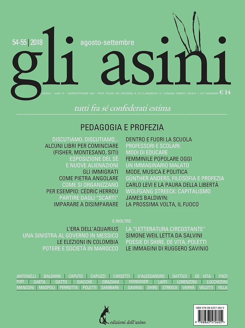 "Gli asini" n.54-55 agosto settembre 2018