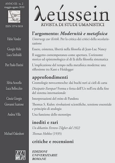 Modernità e Metafisica - Leussein Rivista di studi umanistici anno III, n. 2