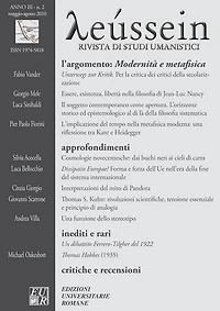 Modernità e Metafisica - Leussein Rivista di studi umanistici anno III, n. 2