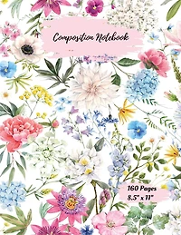 Floral College Ruled Composition Notebook, 8.5 x 11 inches, 160 Pages: Softcover