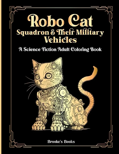 Robo-Cat Squadron & Their Military Vehicles: An Adult Coloring Book