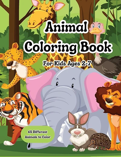 Animal Coloring Book, For Toddlers, Preschool, 8.5"x 11", 65 Coloring Pages