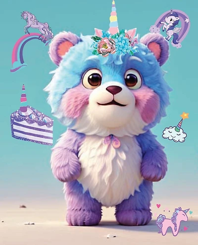 Composition Notebook: Purple Unicorn Bear:100 College Ruled Pages, 7.5" x 9.25"