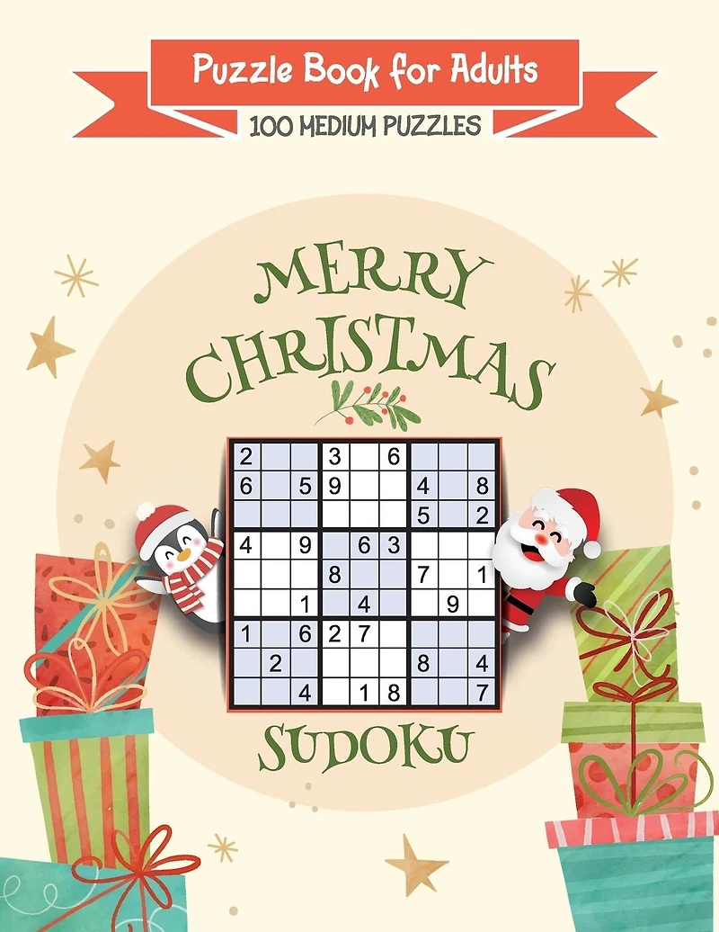 Merry Christmas Sudoku Puzzle Book for Adults: 100 Sudoku Medium Puzzles Enjoy Hours of Fun and Challenges during Christmas Holidays