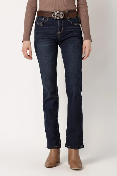 WallFlower Evan Wash Legendary Fit Bootcut Jean with Rhinestone Belt