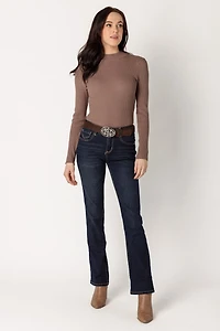 WallFlower Evan Wash Legendary Fit Bootcut Jean with Rhinestone Belt