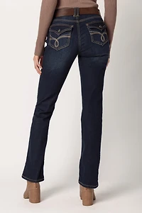 WallFlower Evan Wash Legendary Fit Bootcut Jean with Rhinestone Belt