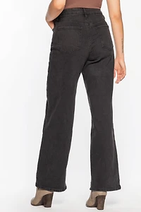 YMI Black Curvy Fit Ultra-High-Rise Wide-Leg Jean