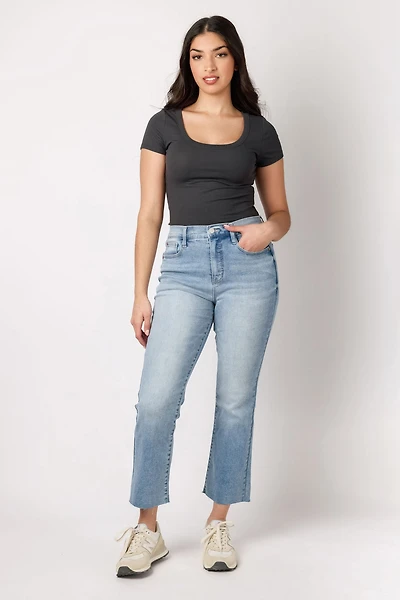 WallFlower Elle Wash Fearless Curvy Super-High-Rise Ankle Bootcut Jean