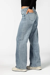 YMI Light Wash Mid-Rise Wide-Leg Jean