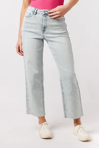 YMI Acid Wash Cropped Straight-Leg Jean