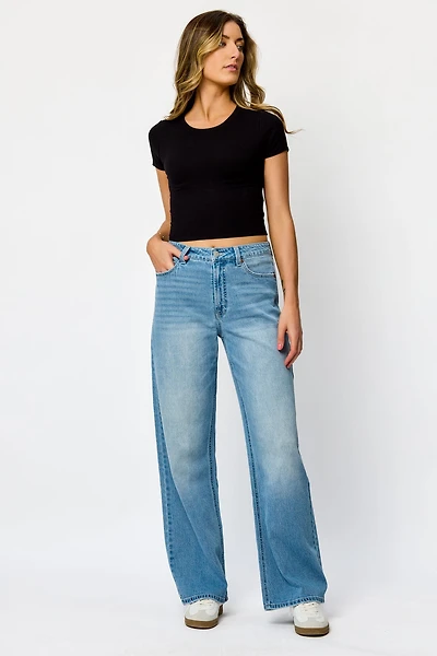 WallFlower Insta-Vintage Isodora Wash High-Rise Wide-Leg Jean