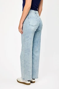 Tattoo Light Wash Mid-Rise Wide Leg Jean