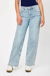 Tattoo Light Wash Mid-Rise Wide Leg Jean