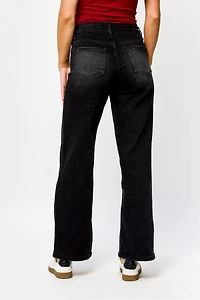 Tattoo Black Mid-Rise Wide Leg Jean
