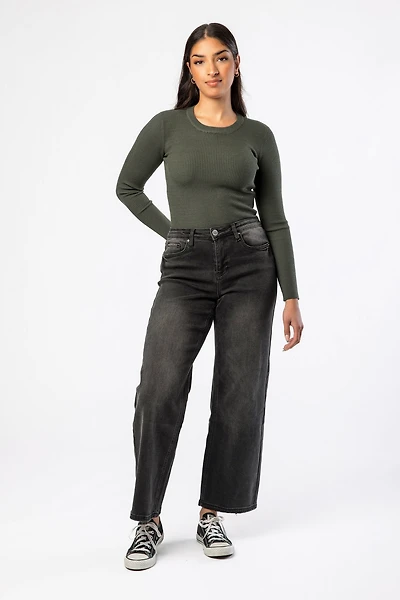 Tattoo Black High-Rise Wide Leg Jean