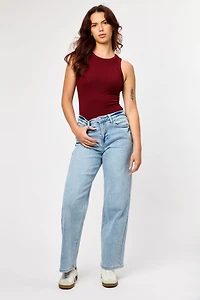 Tattoo Light Wash High-Rise Wide Leg Jean