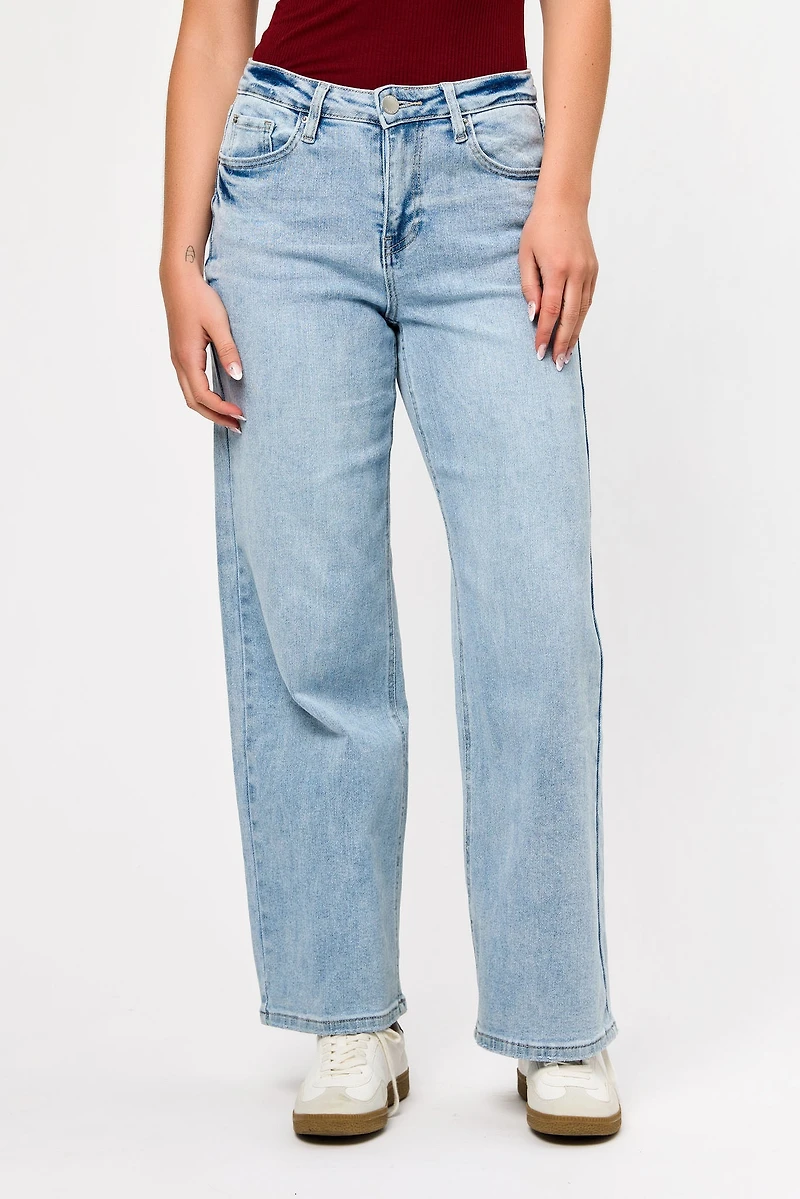 Tattoo Light Wash High-Rise Wide Leg Jean