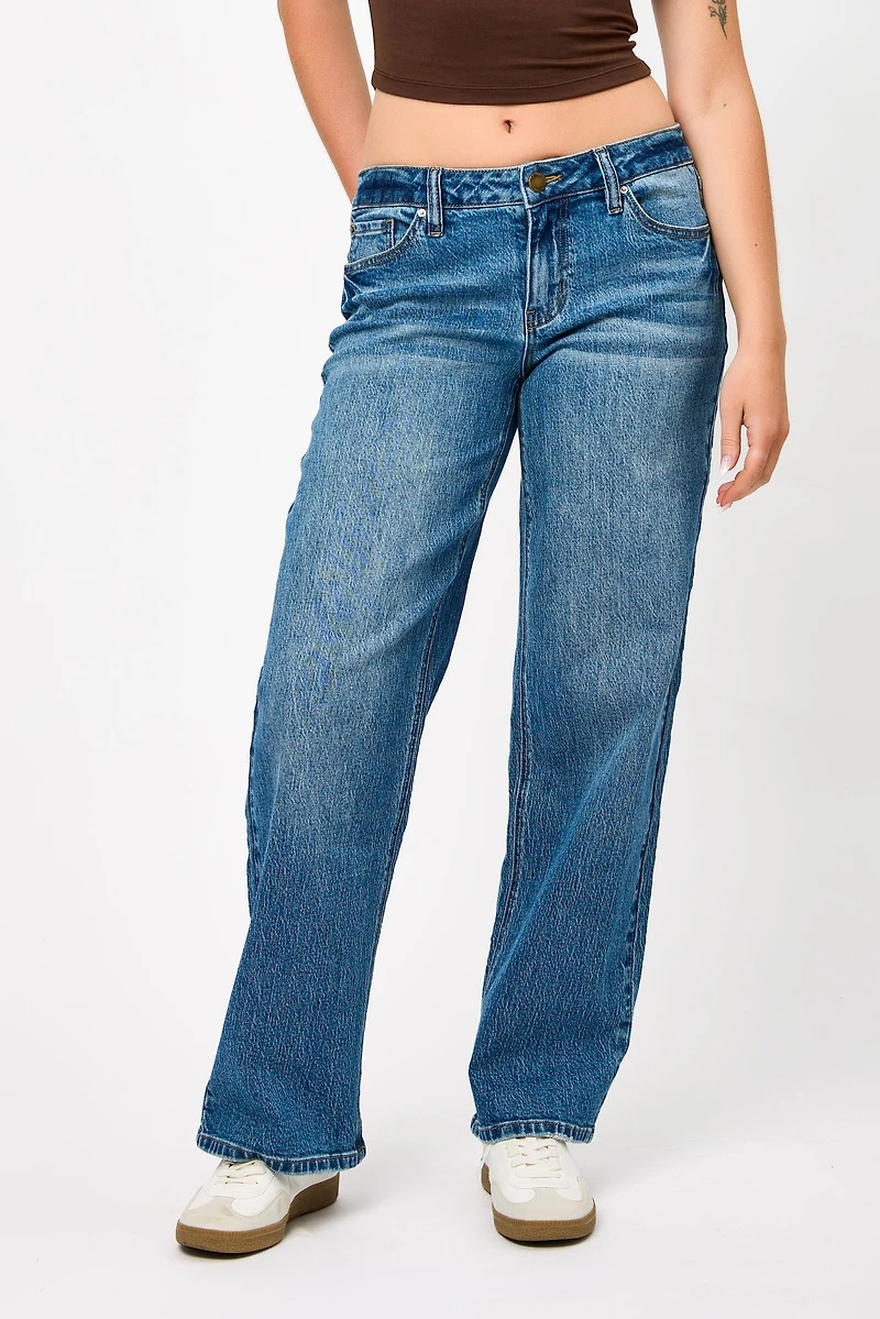 Tattoo Mid-Wash Low-Rise Wide-Leg Jean