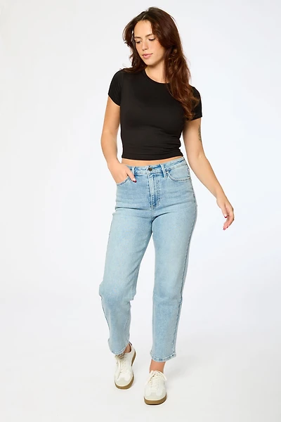 Tattoo Mid-Wash High-Rise Cropped Jean