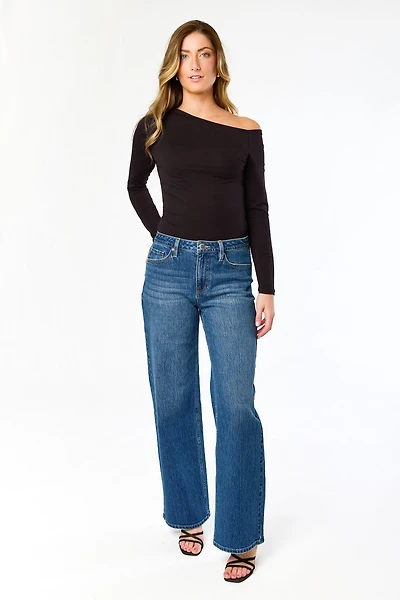 Tattoo Dark Wash High-Rise Wide-Leg Jean