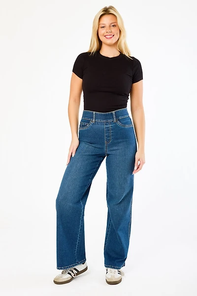 BBJ Storm Blue Body Sculpt Pull-On High-Rise Wide-Leg Jean