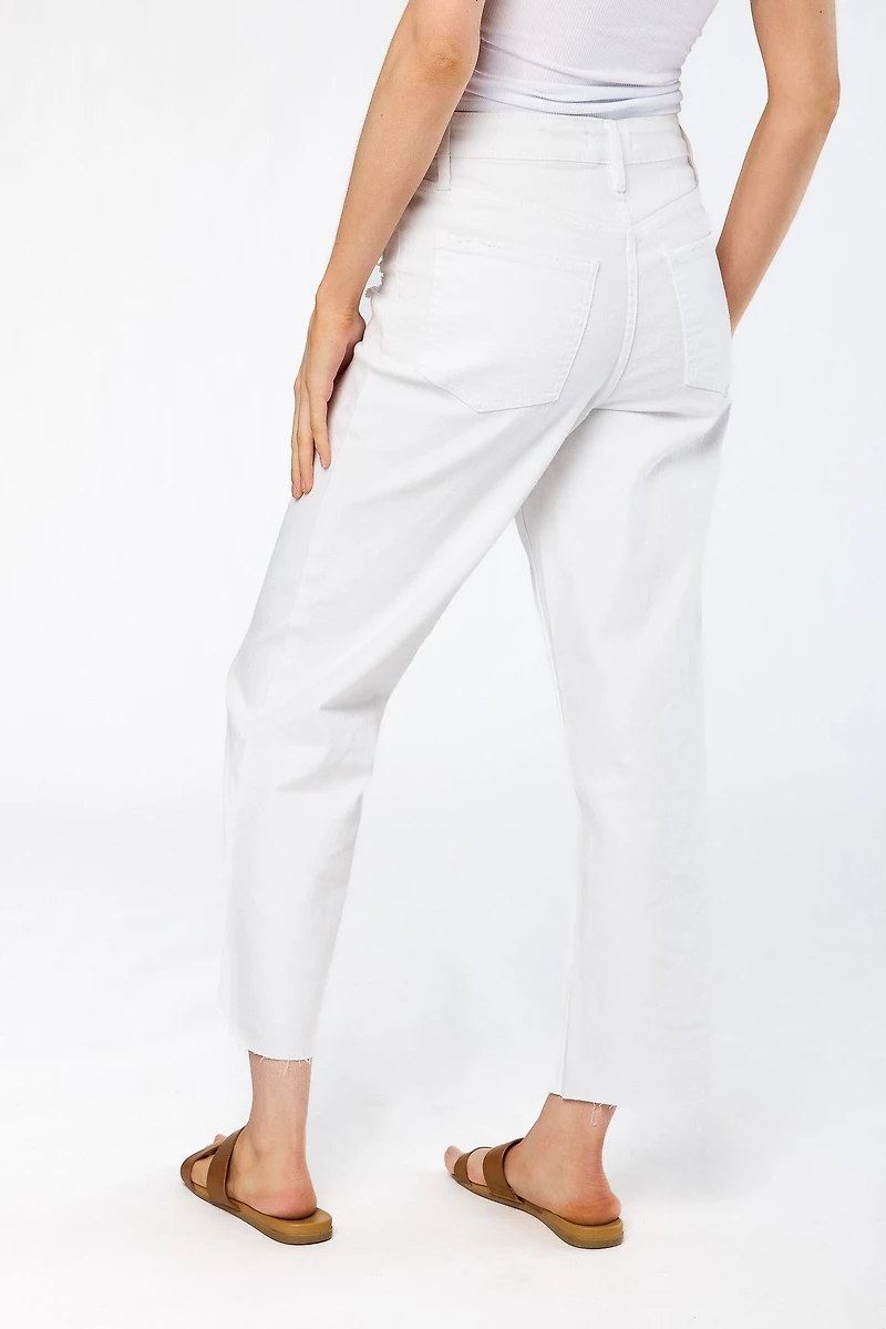 Tattoo "Charlotte" White Cropped Straight Jean