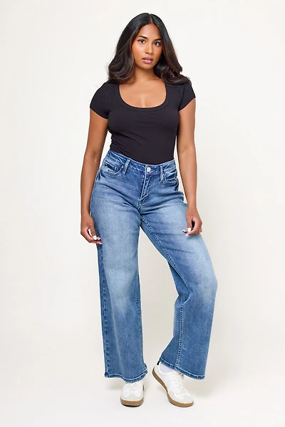 Tattoo "Avery" Mid-Wash High-Rise Wideleg