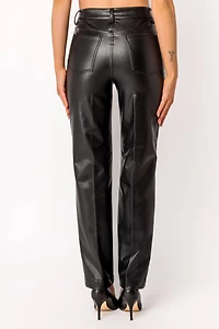 High-Rise Faux Leather Straight-Leg Pant