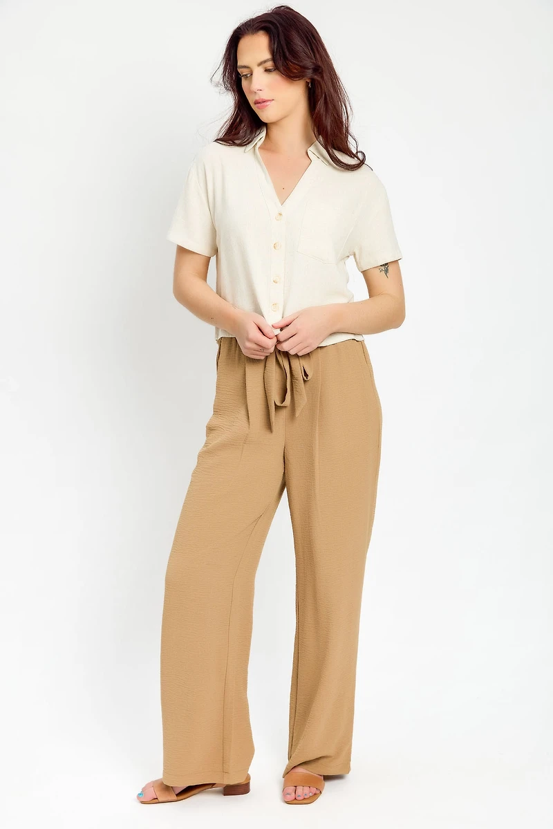 Airflow Wide-Leg Tie-Front Pant
