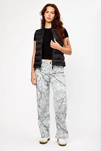 Tattoo Camo Low-Rise Wide-Leg Denim Pant