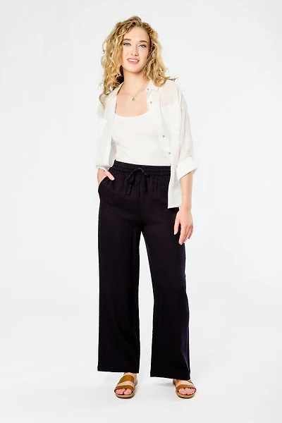 Linen-Look Palazzo Pant