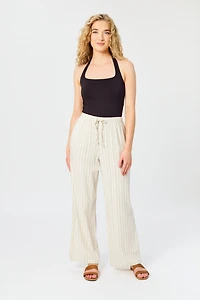 Striped Viscose Linen Drawstring Pant