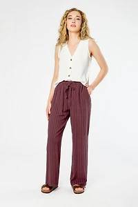 Striped Viscose Linen Drawstring Pant