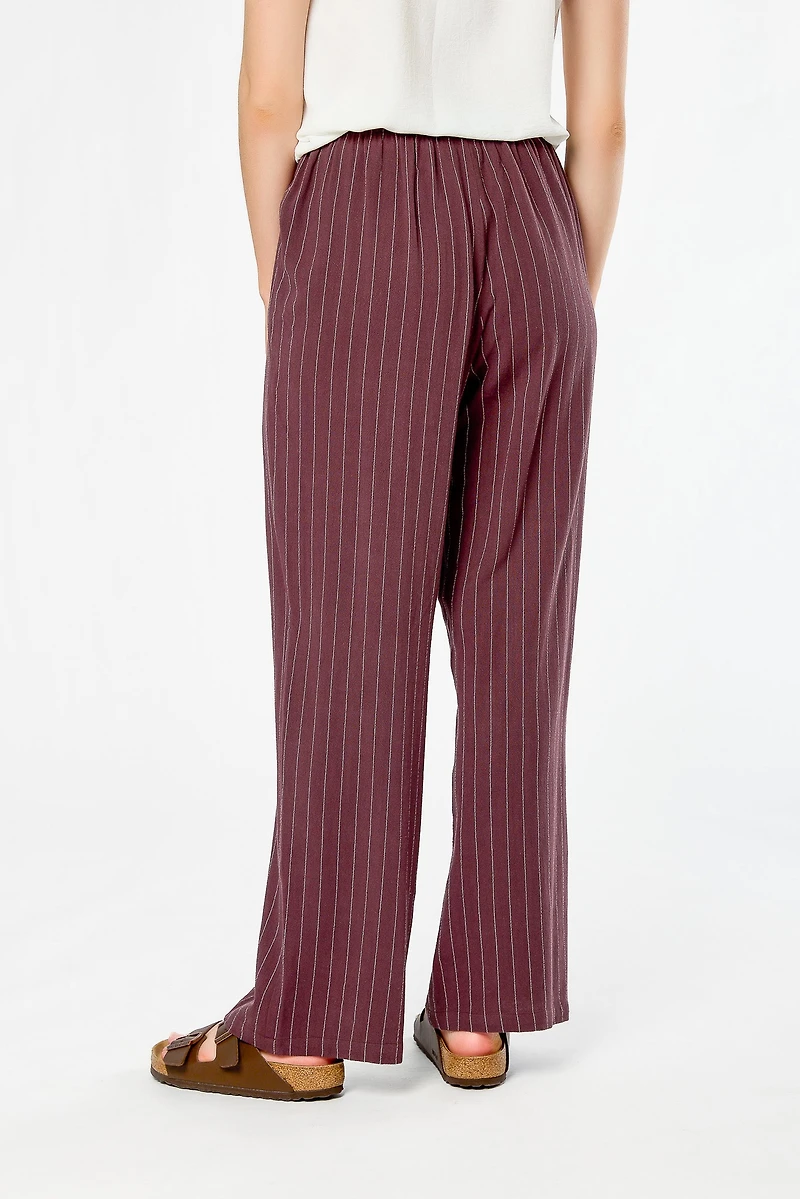 Striped Viscose Linen Drawstring Pant