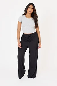 Cozy Rib Wide-Leg Cargo Pant